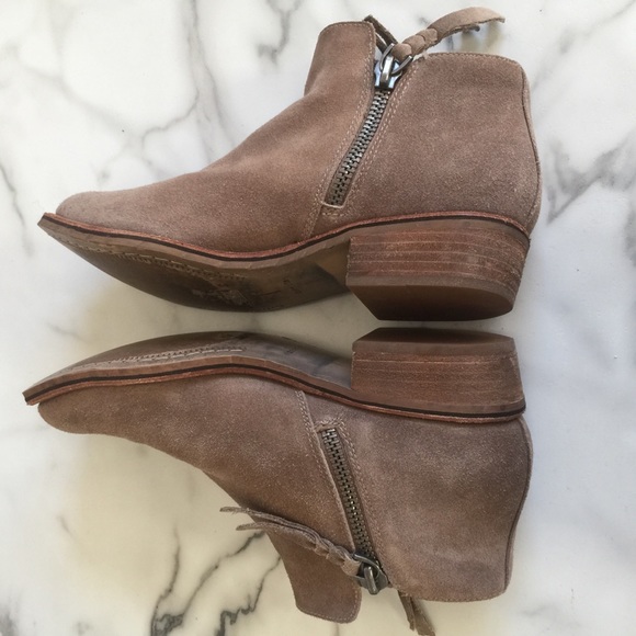 Dolce Vita | Tan Suede Booties with side zippers - Picture 5 of 8